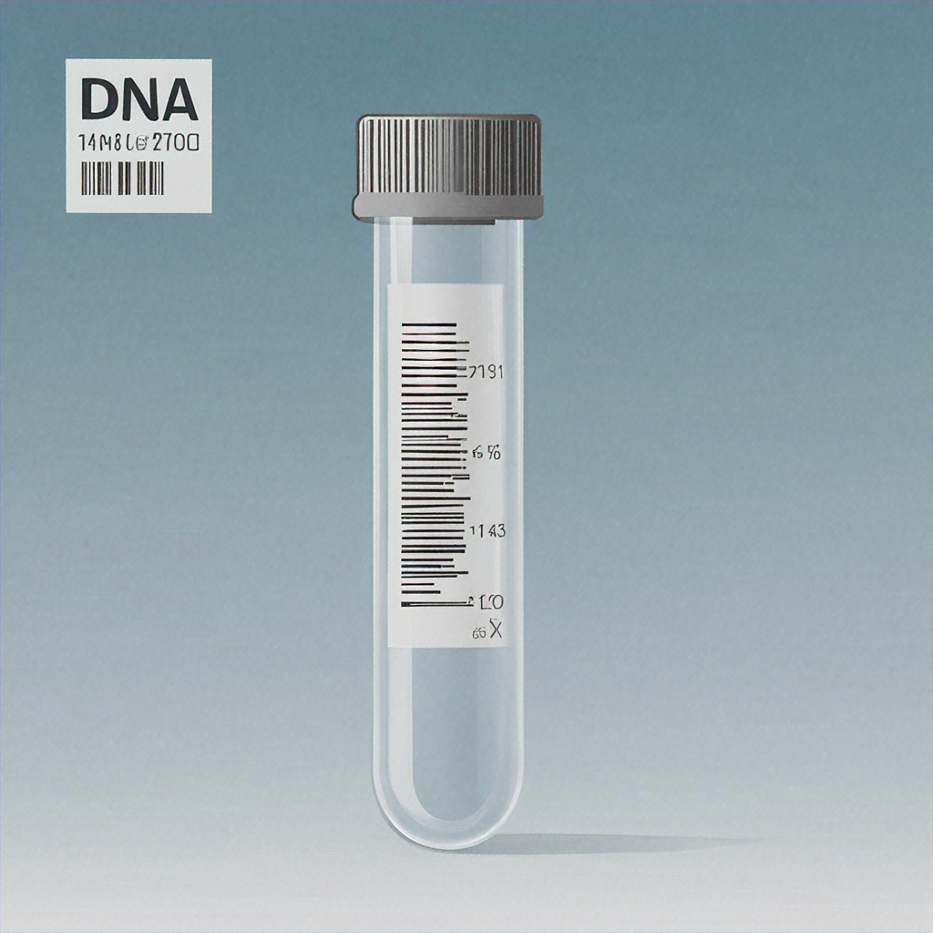 Collection tube showing barcode