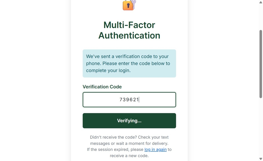 Step 6: Enter MFA Code