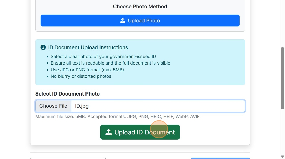 Select and Upload ID